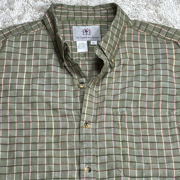 The Territory Ahead Men's Lightweight Flannel Shirt, Green Striped, Size XL - Picture 2 of 10